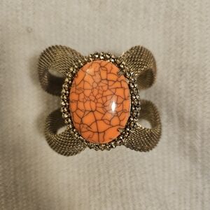 Elegant Orange and Gold Statement Bracelet